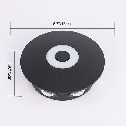 Modern Scandinavian LED wall light with round aluminum shade for the terrace