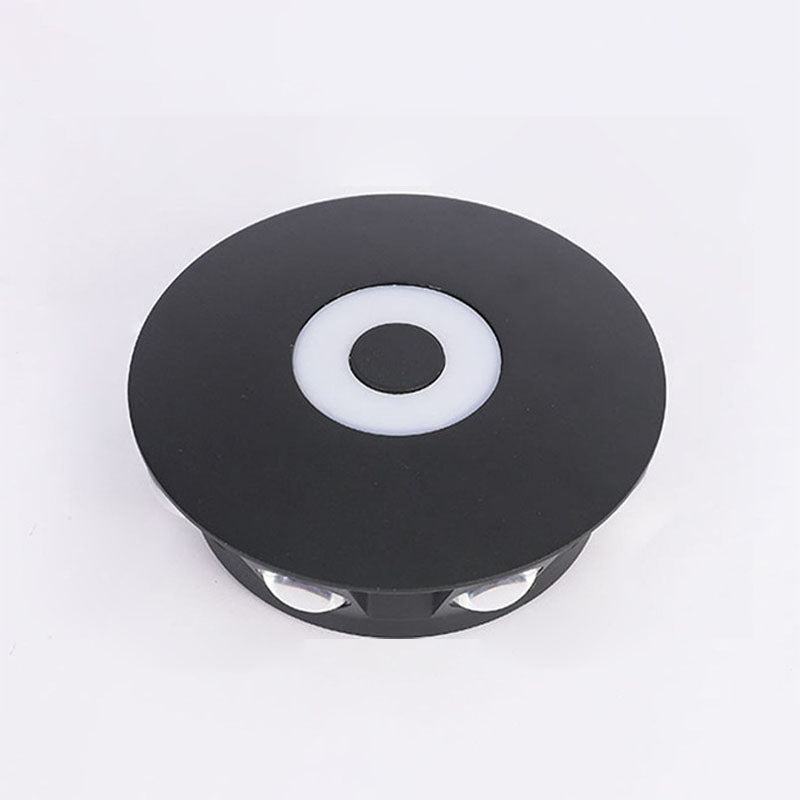 Modern Scandinavian LED wall light with round aluminum shade for the terrace