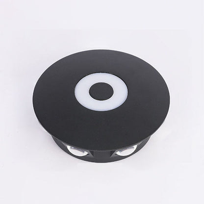Modern Scandinavian LED wall light with round aluminum shade for the terrace