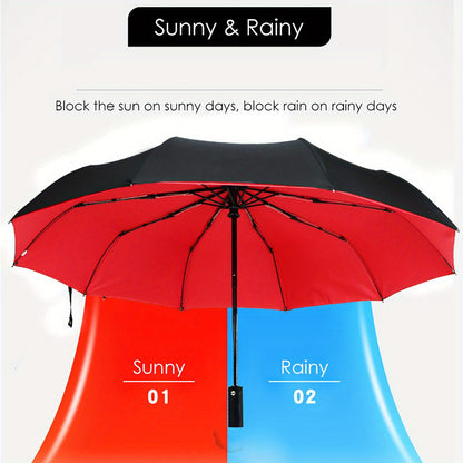 Skanto | Windproof Travel Automatic Umbrella - Robust 10-Rib Frame, Automatic, Extra Large Foldable Design with UV Protection, Dual Use for Sunny and Rainy Weather