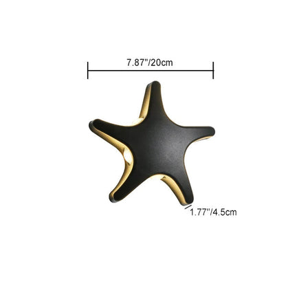 Modern, simple LED wall light made of aluminum in starfish design, waterproof, for the patio