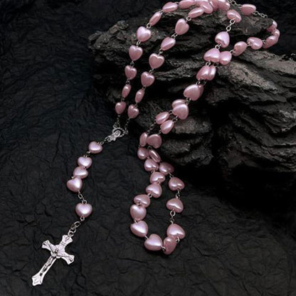 Skanto | Heart-Shaped Cat's Eye Stone Rosary Necklace - Elara