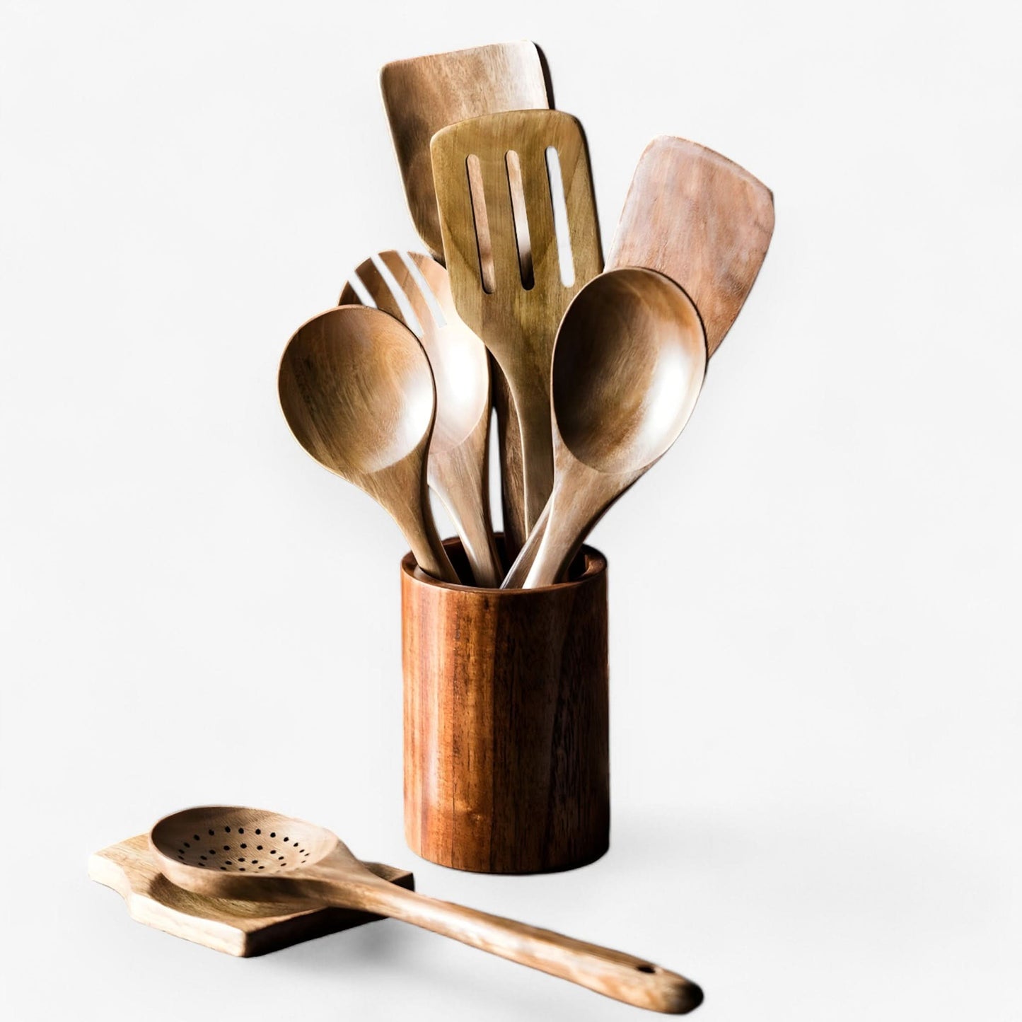 Skanto | Teak Wood Kitchen Utensil Set with Holder