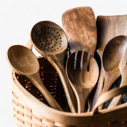 Skanto | Teak Wood Kitchen Utensil Set with Holder