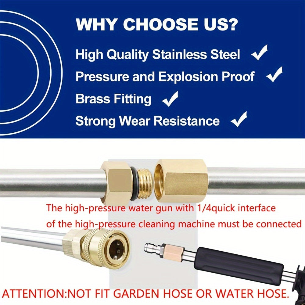 Skanto | 10 Pcs Pressure Washer Extension Wand Kit – 4000 PSI, 1/4 Quick Connect, 6 Nozzle Attachments, Gutter Cleaning Curved Wand 30°, 90°, 120° – Ideal for Roof Drainage, Exterior Walls, and Heavy-Duty Cleaning Tasks