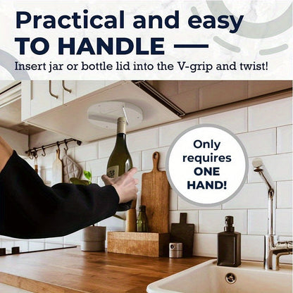 Skanto | Senior-Friendly Jar Opener - Arthritis-Friendly Under Cabinet Bottle and Can Opener, Easy-Grip Design