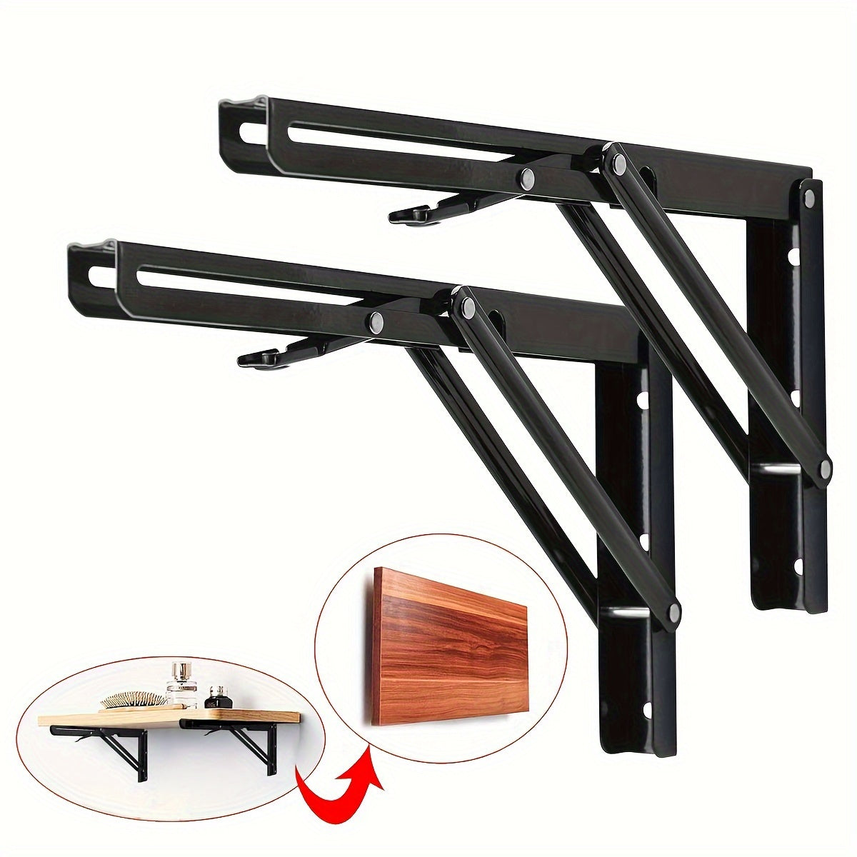 Skanto | Buy 1 Get 1 Free - Heavy Duty Folding Shelf Brackets (2-Pack) | Stable, Rust-Resistant, Space-Saving Wall Mounts for Tables, Benches & Shelves