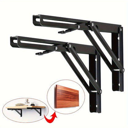 Skanto | Buy 1 Get 1 Free - Heavy Duty Folding Shelf Brackets (2-Pack) | Stable, Rust-Resistant, Space-Saving Wall Mounts for Tables, Benches & Shelves