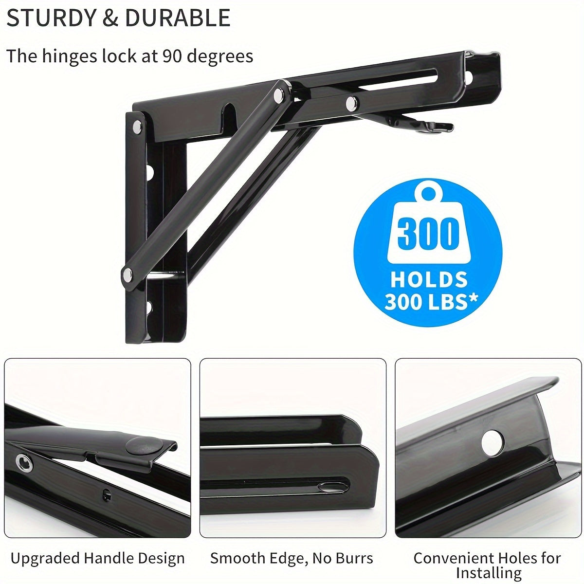 Skanto | Buy 1 Get 1 Free - Heavy Duty Folding Shelf Brackets (2-Pack) | Stable, Rust-Resistant, Space-Saving Wall Mounts for Tables, Benches & Shelves