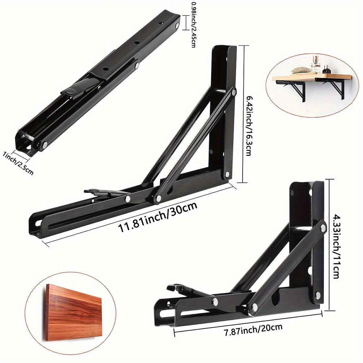 Skanto | Buy 1 Get 1 Free - Heavy Duty Folding Shelf Brackets (2-Pack) | Stable, Rust-Resistant, Space-Saving Wall Mounts for Tables, Benches & Shelves