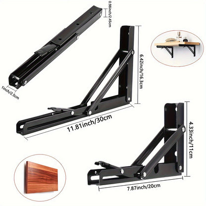 Skanto | Buy 1 Get 1 Free - Heavy Duty Folding Shelf Brackets (2-Pack) | Stable, Rust-Resistant, Space-Saving Wall Mounts for Tables, Benches & Shelves
