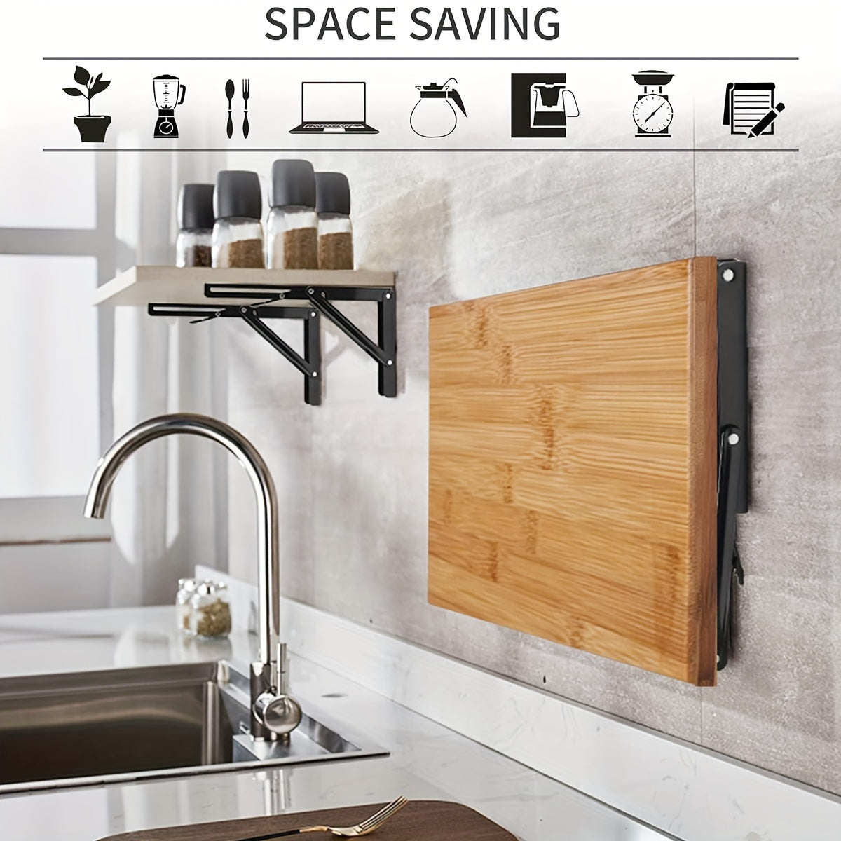 Skanto | Buy 1 Get 1 Free - Heavy Duty Folding Shelf Brackets (2-Pack) | Stable, Rust-Resistant, Space-Saving Wall Mounts for Tables, Benches & Shelves