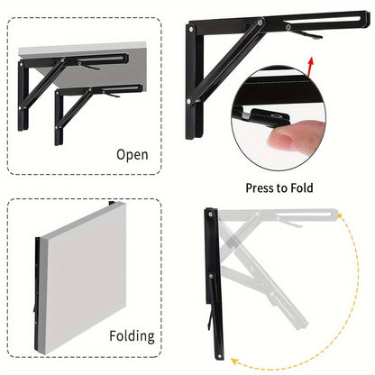 Skanto | Buy 1 Get 1 Free - Heavy Duty Folding Shelf Brackets (2-Pack) | Stable, Rust-Resistant, Space-Saving Wall Mounts for Tables, Benches & Shelves