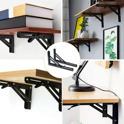 Skanto | Buy 1 Get 1 Free - Heavy Duty Folding Shelf Brackets (2-Pack) | Stable, Rust-Resistant, Space-Saving Wall Mounts for Tables, Benches & Shelves