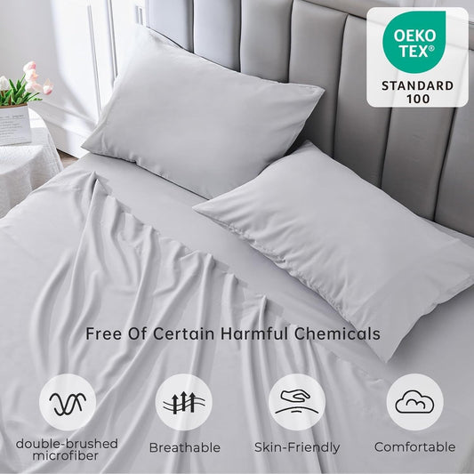 4-Piece Soft Cooling Queen Size Sheets: 14" Deep Pocket, Luxury Hotel-Grade, Shrinkage and Fade Resistant, Easy Care Bed Sheet Set | Kalsten