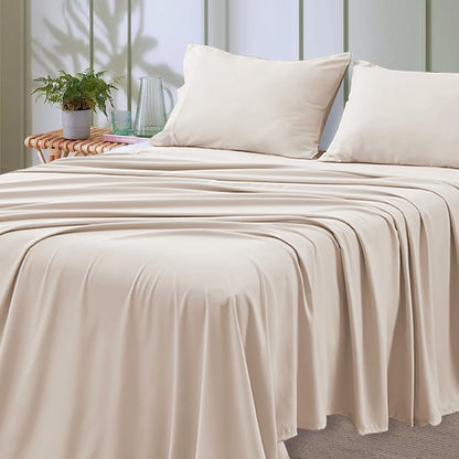 4-piece soft cooling bed sheets for Queen-Size: 14" deep pockets, Luxury Hotel Quality, shrink and fade resistant, easy-care sheet set | Karnz