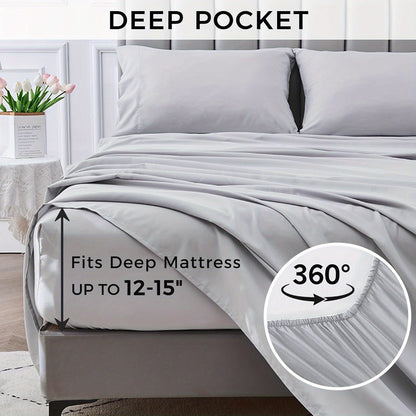 4-Piece Soft Cooling Queen Size Sheets: 14" Deep Pocket, Luxury Hotel-Grade, Shrinkage and Fade Resistant, Easy Care Bed Sheet Set | Kalsten