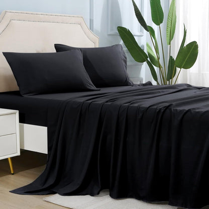 4-piece soft cooling bed sheets for Queen-Size: 14" deep pockets, Luxury Hotel Quality, shrink and fade resistant, easy-care sheet set | Karnz