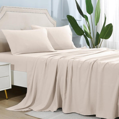 4-piece soft cooling bed sheets for Queen-Size: 14" deep pockets, Luxury Hotel Quality, shrink and fade resistant, easy-care sheet set | Karnz