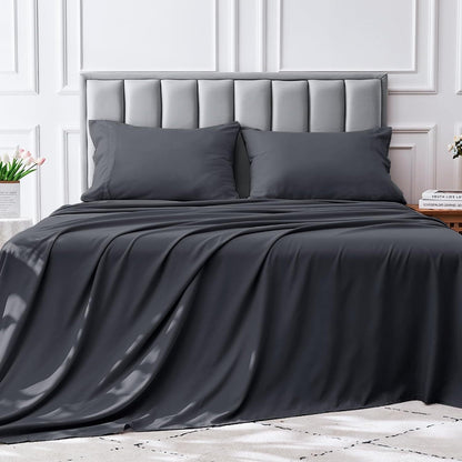 4-piece soft cooling bed sheets for Queen-Size: 14" deep pockets, Luxury Hotel Quality, shrink and fade resistant, easy-care sheet set | Karnz