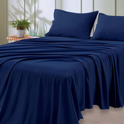 4-piece soft cooling bed sheets for Queen-Size: 14" deep pockets, Luxury Hotel Quality, shrink and fade resistant, easy-care sheet set | Karnz