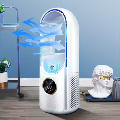Portable bladeless fan with night light – 6-speed humidifier and purifier, quiet USB desk cooler for bedrooms and rooms | Brehn