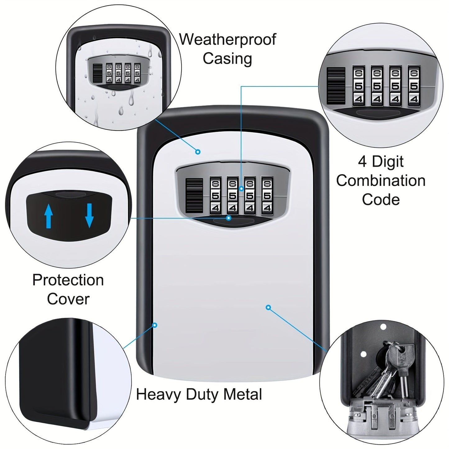 Outdoor key safe with combination code & cover | Brehn