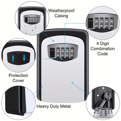 Outdoor key safe with combination code & cover | Brehn