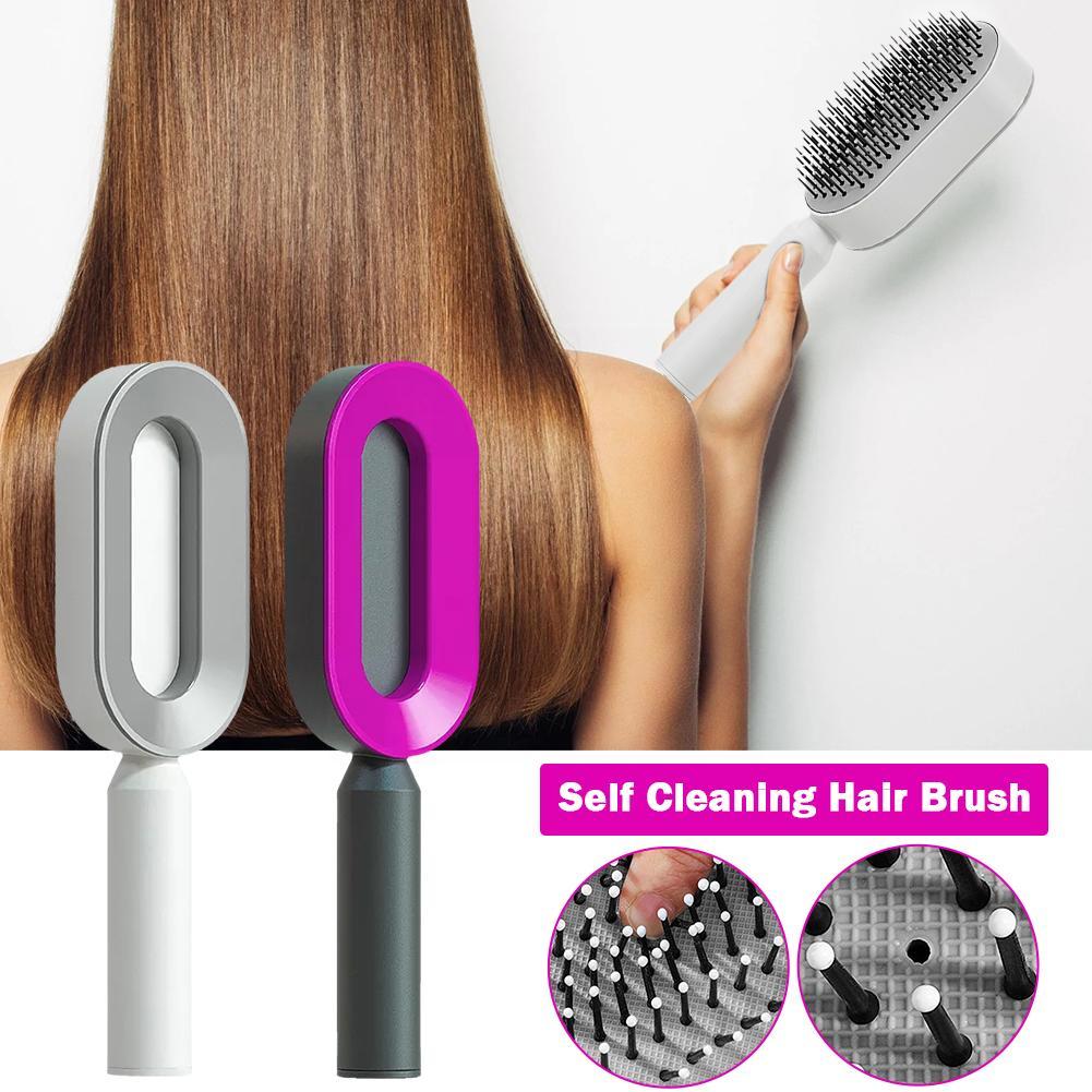 Self-cleaning 3D hairbrush