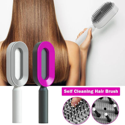 Self-cleaning 3D hairbrush