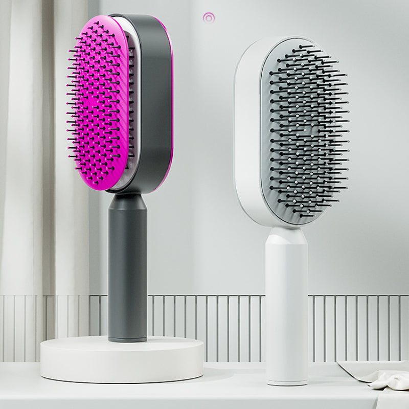 Self-cleaning 3D hairbrush