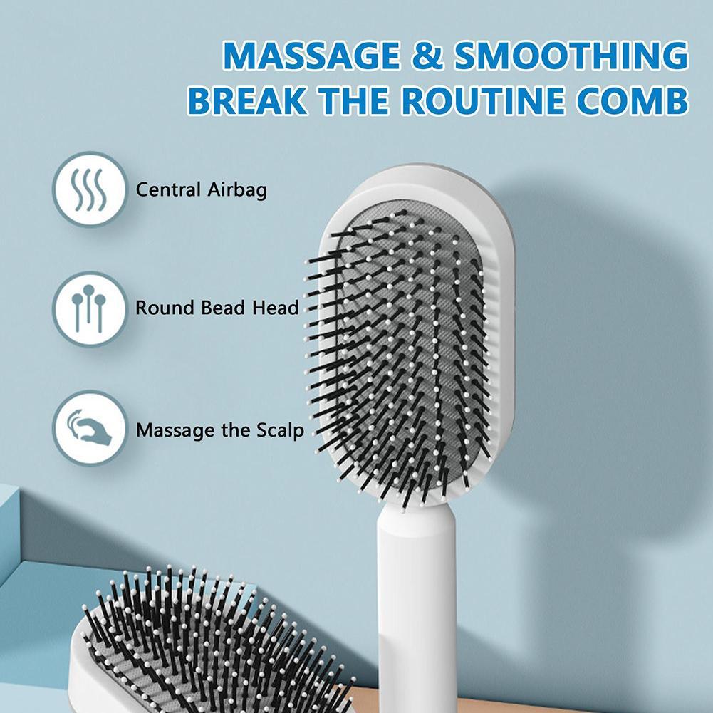 Self-cleaning 3D hairbrush