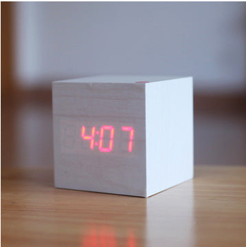 LED wooden clock luminous sound control electronic alarm clock desktop alarm clock