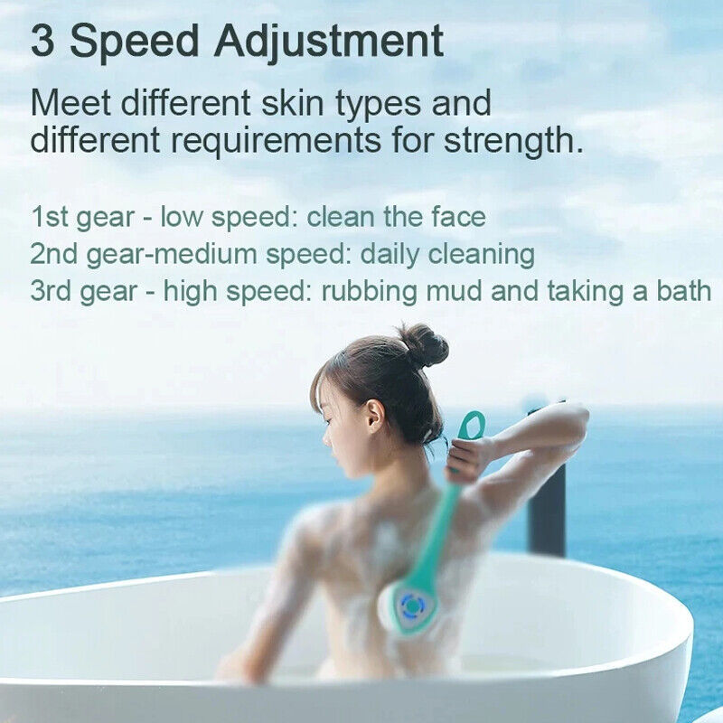 BowLift | Electric Shower Brush | Rotating Exfoliating Body Scrubber | Long Handle | Deep Cleaning & Massage