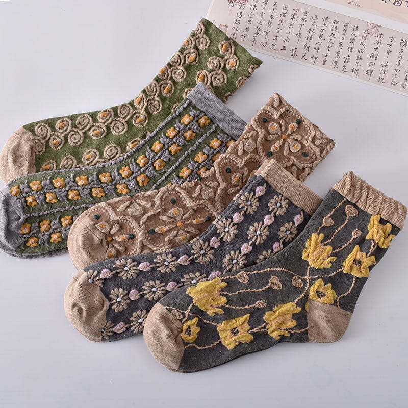 Skanto | Women's Floral Cotton Socks (10 Pairs)
