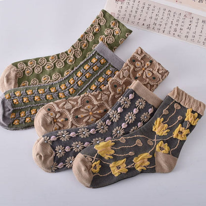 Skanto | Women's Floral Cotton Socks (10 Pairs)