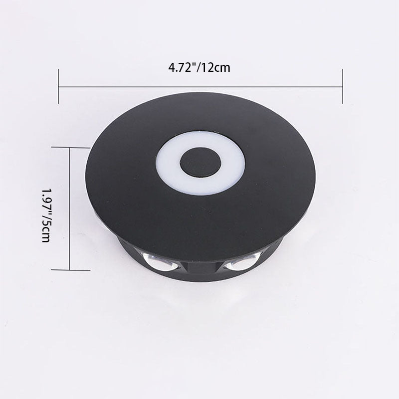 Modern Scandinavian LED wall light with round aluminum shade for the terrace