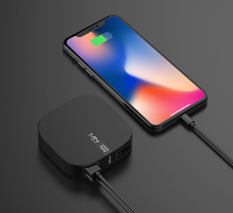 BowLift | Mini 10000mAh Power Bank with 2.1A Fast Charging, Super Slim, LED Display and Dual USB Output Ports, Support Lightning, Micro and Type-C