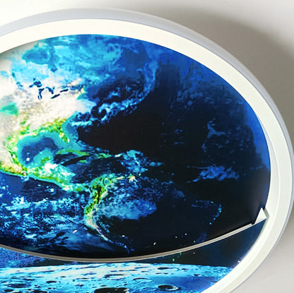 Skanto | Modern Art Deco Planet Earth Round Silicone Iron LED Ceiling Light for Living Room