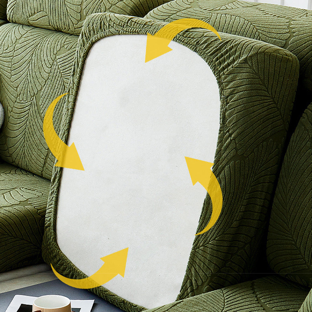Skanto | Modern Leaf Jacquard Waterproof Anti-Scratch Stretch Full Cover Sofa Cover