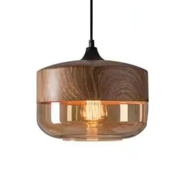 Skanto | Hand-Blown Glass & Wood Pendant Lamp Adjustable