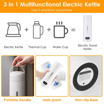 Skanto | 17Oz Stainless Steel Travel Electric Kettle with 4 Temperature Settings