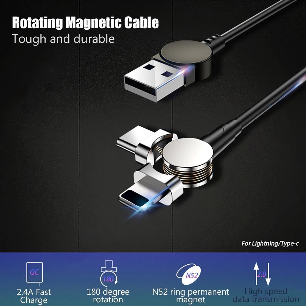 BowLift | Magnetic Cable 180° Rotating Charging Cable For Android & IOS Fast Charge Sync Data Transmission