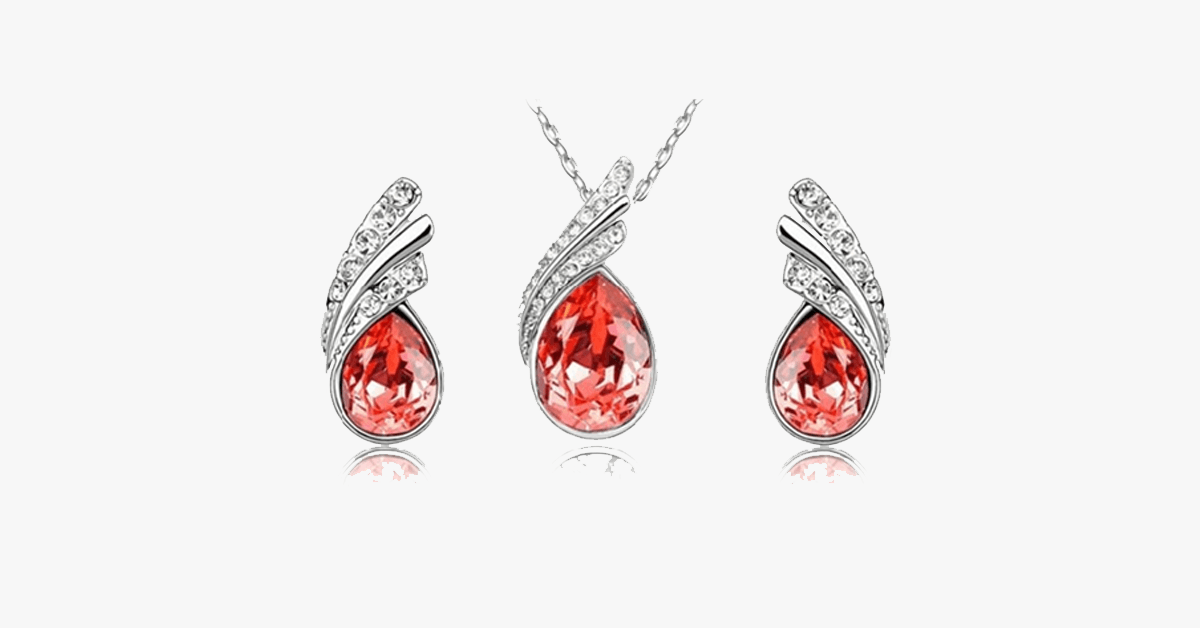 Skanto | Window Tear Drop Austrian Crystal Pendant & Earring Set – A Unique and Stylish Addition to Your Collection