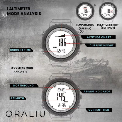 BowLift | Outdoor Sports Watch – Waterproof 50M, Barometer, Altimeter & Compass