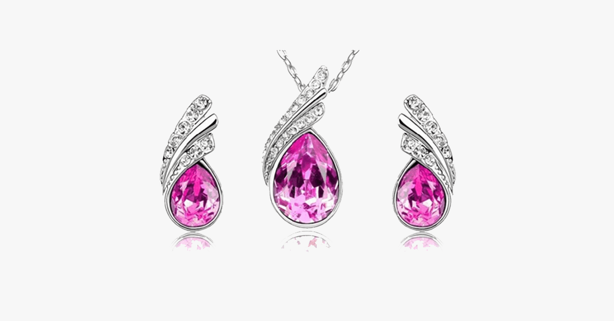Skanto | Window Tear Drop Austrian Crystal Pendant & Earring Set – A Unique and Stylish Addition to Your Collection