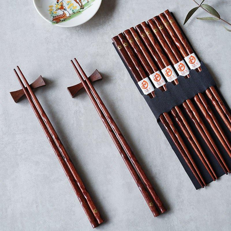 Japanese Golden Sakura Wooden Chopsticks Set | Brehn