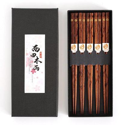Japanese Golden Sakura Wooden Chopsticks Set | Brehn