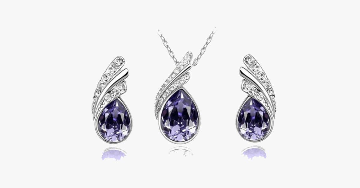 Skanto | Window Tear Drop Austrian Crystal Pendant & Earring Set – A Unique and Stylish Addition to Your Collection