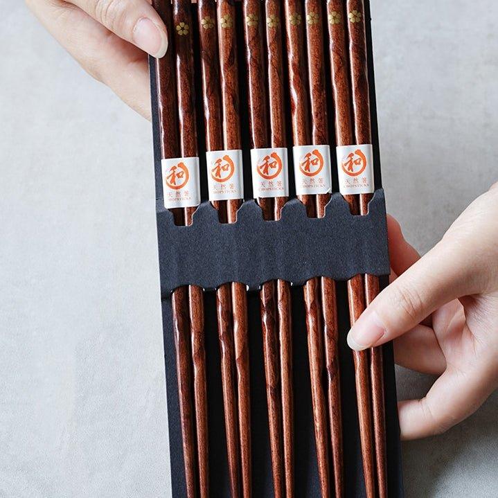 Japanese Golden Sakura Wooden Chopsticks Set | Brehn